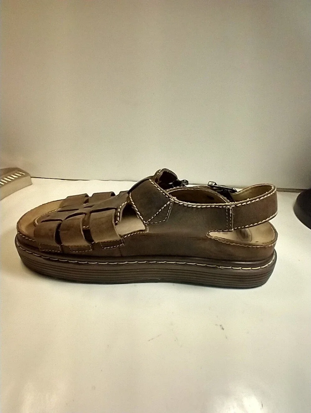 Vintage Skechers Y2K Brown Leather Fisherman Jammers Chunky Sandals Men's sz 11.